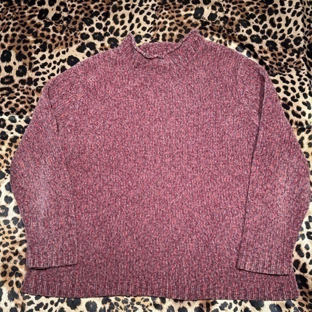 Y2K Pink Sparkly Mock Neck Sweater